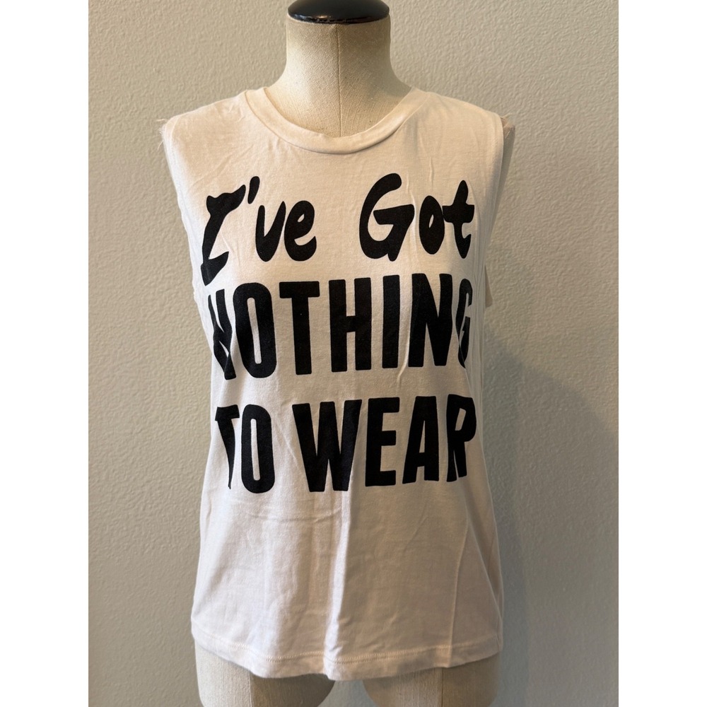 Fifth Sun Women's Medium White Graphic Muscle Tank I've Got Nothing To Wear